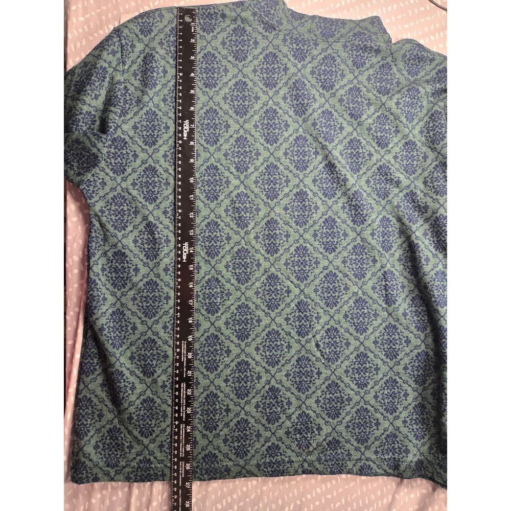 Vintage 90s A|M Collection Floral Damask Knit Sweater, Green Navy, Size XL